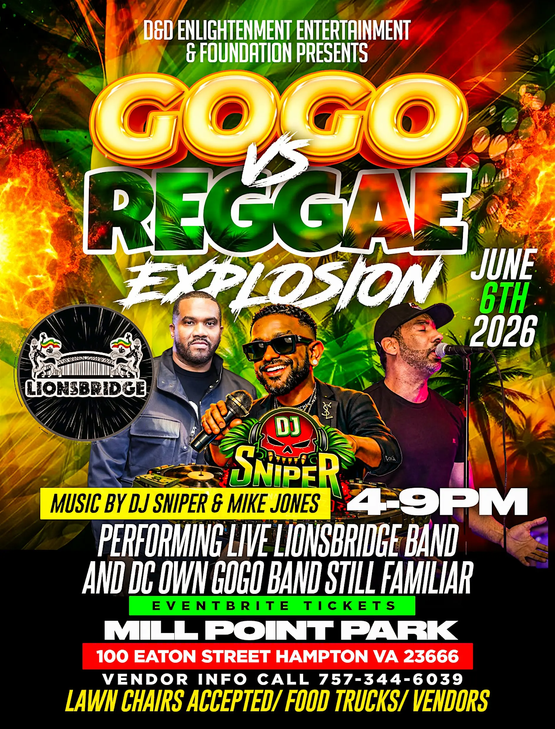 Gogo vs Reggae Explosion 2026 at Mill Point Park in Hampton