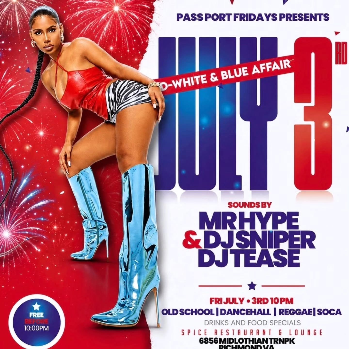 July 3 Red, White & Blue Affair at Spice Restaurant & Lounge (Richmond)