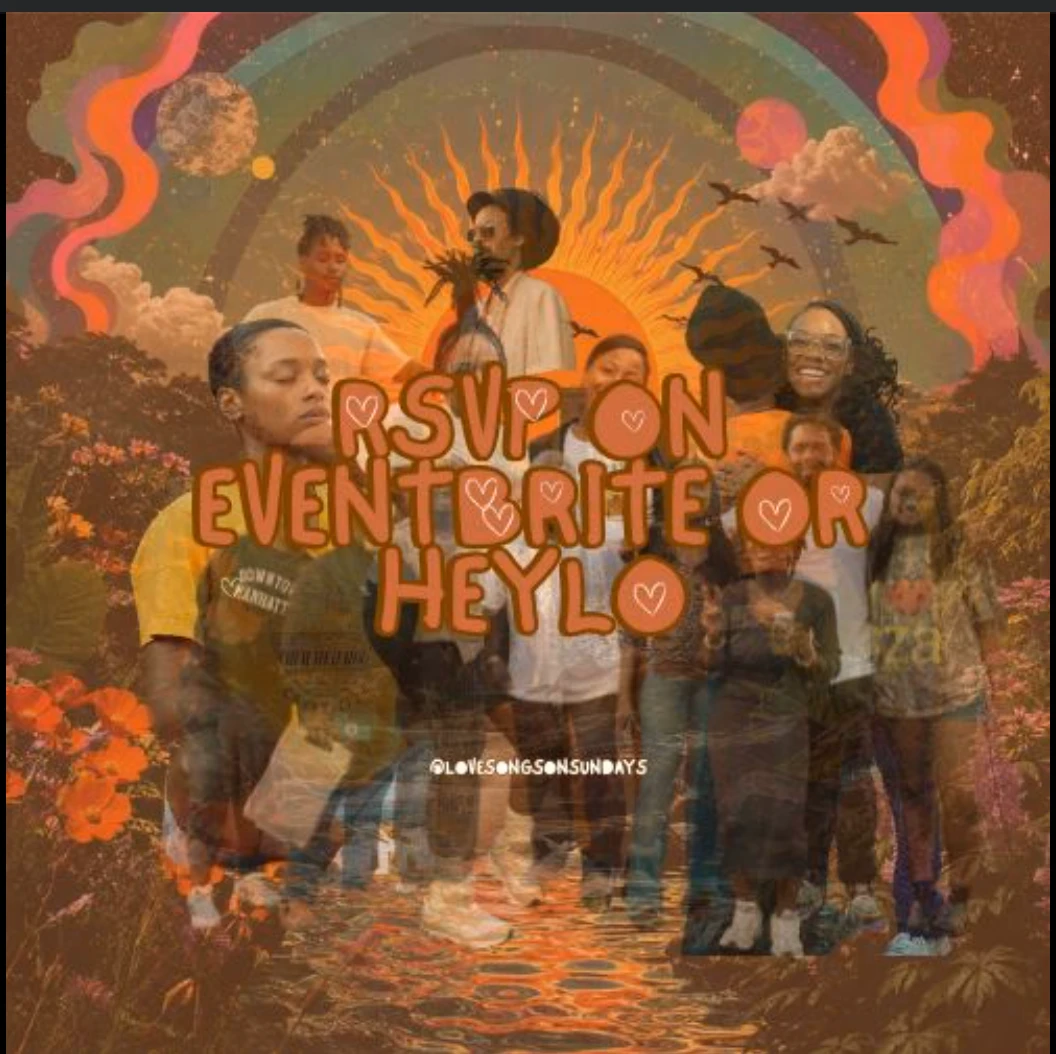 Love Songs on Sundays flyer: RSVP on Eventbrite or Heylo, @lovesongsonsundays